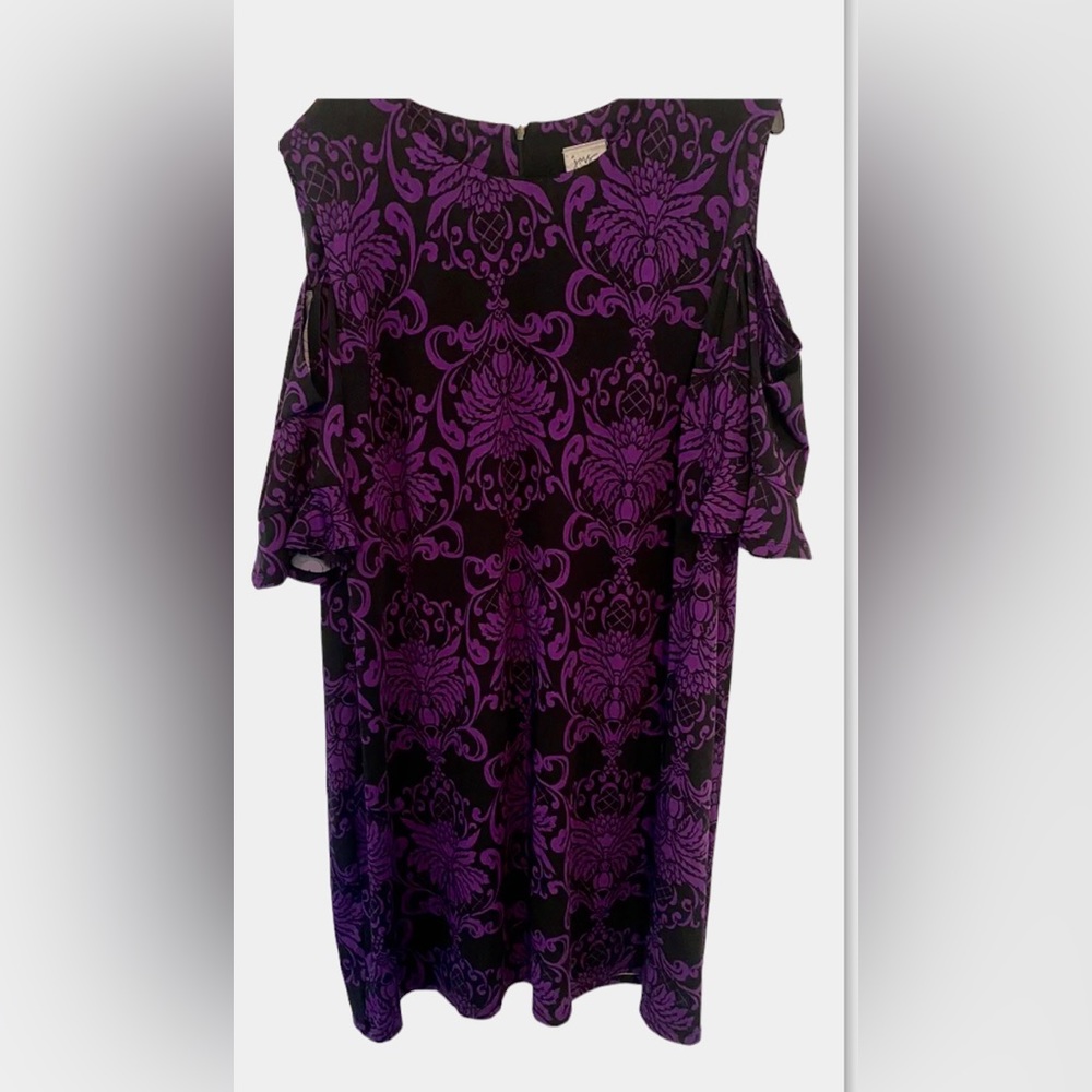 Just My Size Black/Purple 4x Cold Shoulder Half Zip Dress